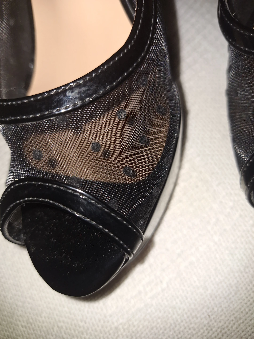Black Mesh and Rhinestone Platform Heels - photo 2