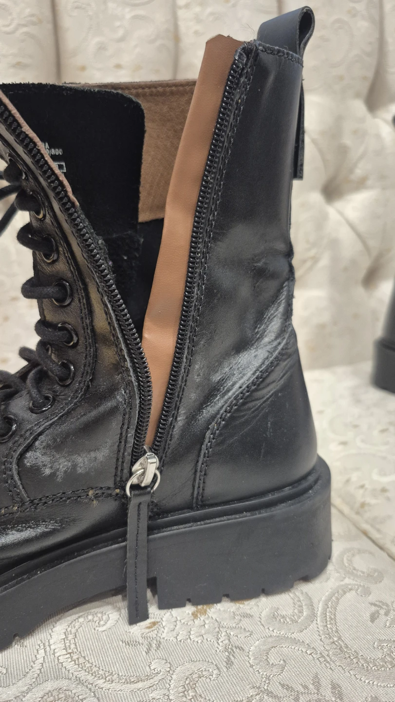 Black ZARA Combat Boots Size 36, leather inside. - photo 2