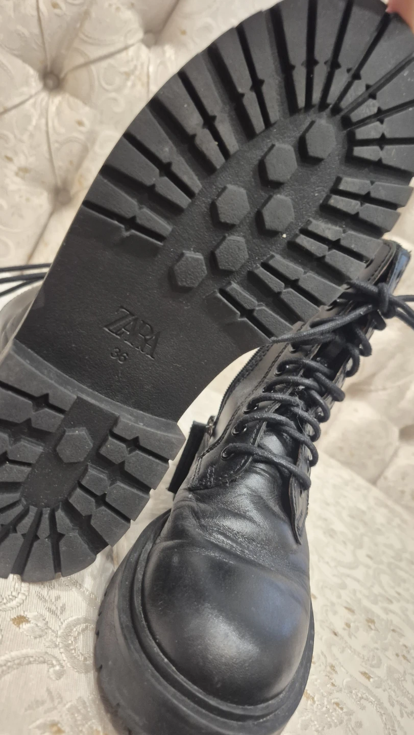 Black ZARA Combat Boots Size 36, leather inside. - photo 3