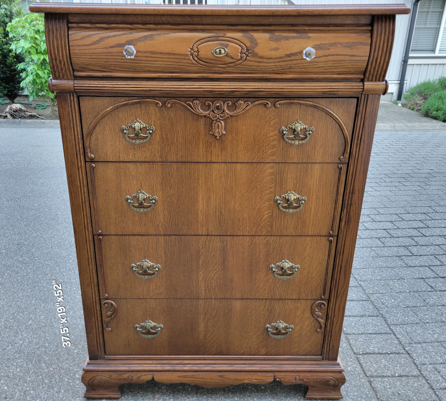 Vintage American Drew Solid Oak Tallboy Dresser. - photo 2