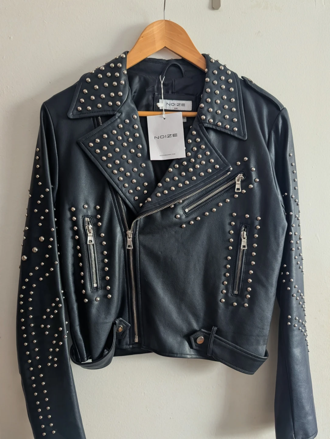 NOIZE Studded Faux Leather Motorcycle Jacket