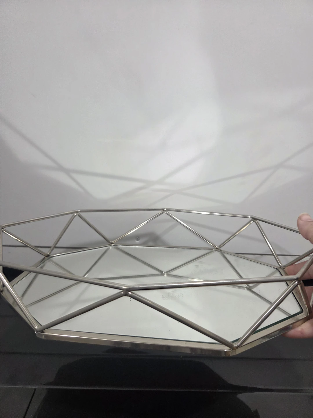 Geometric Mirrored Vanity Tray