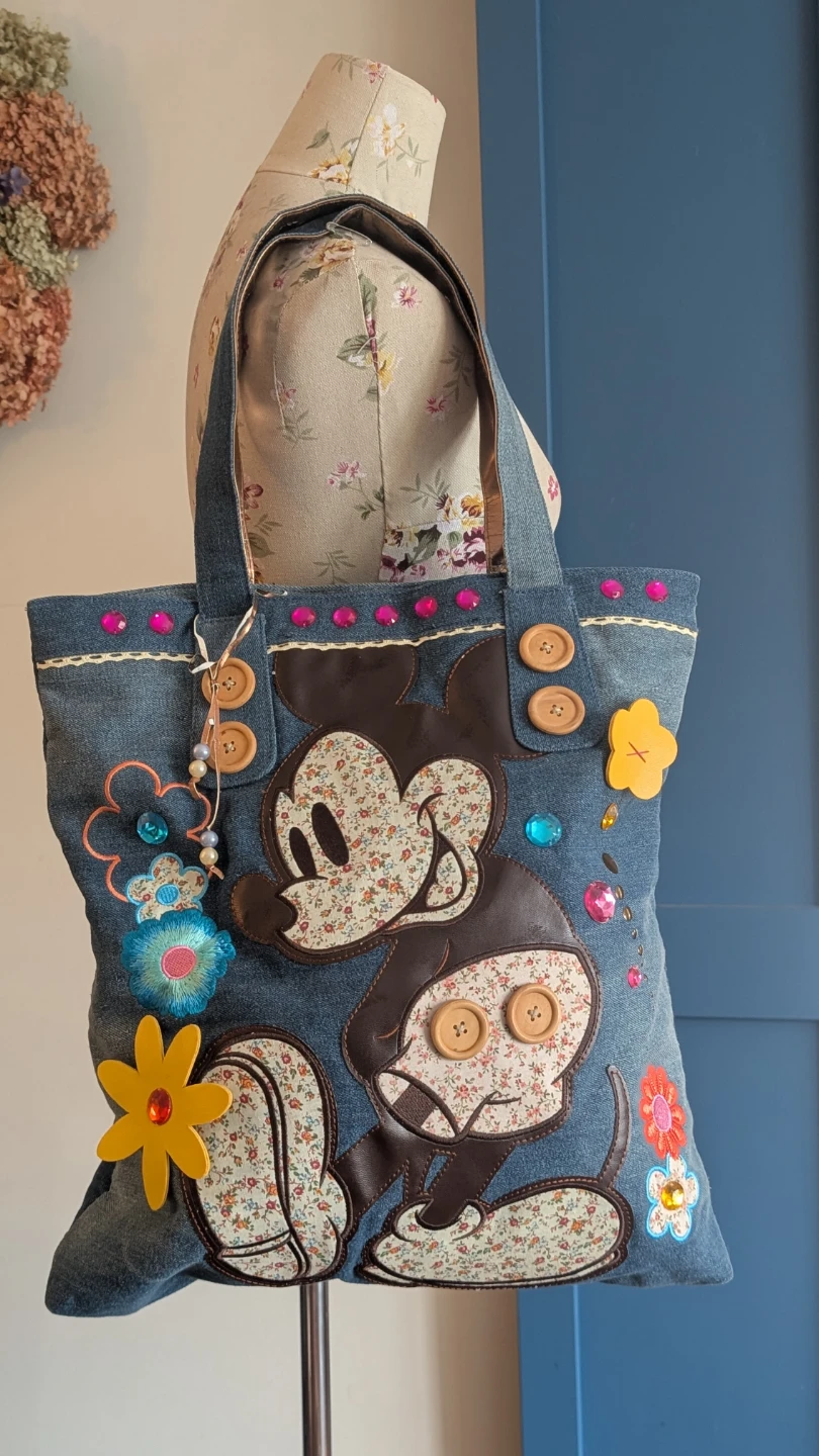 Denim Tote Bag with Mickey Mouse Appliqué - photo 2