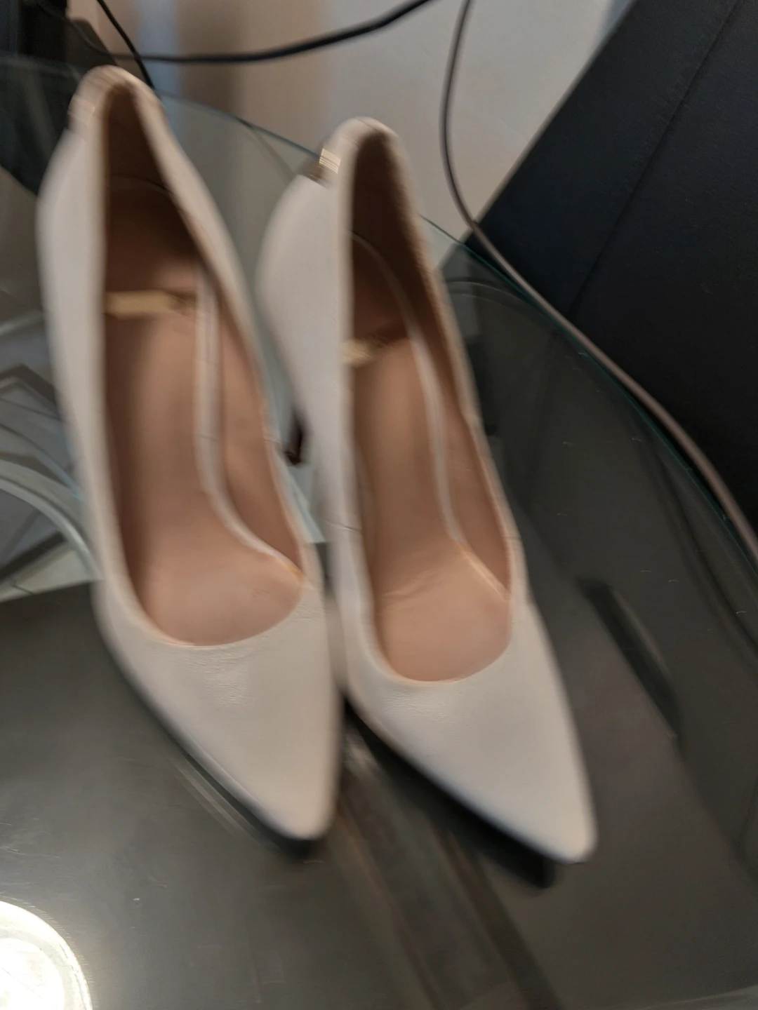 Marciano White Leather Pointed-Toe Heels