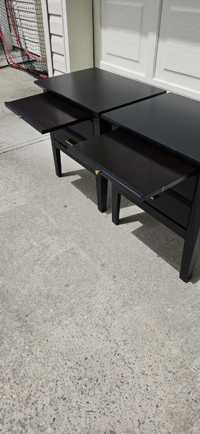 Pair of Black Nightstands with Gold Handles - photo 3