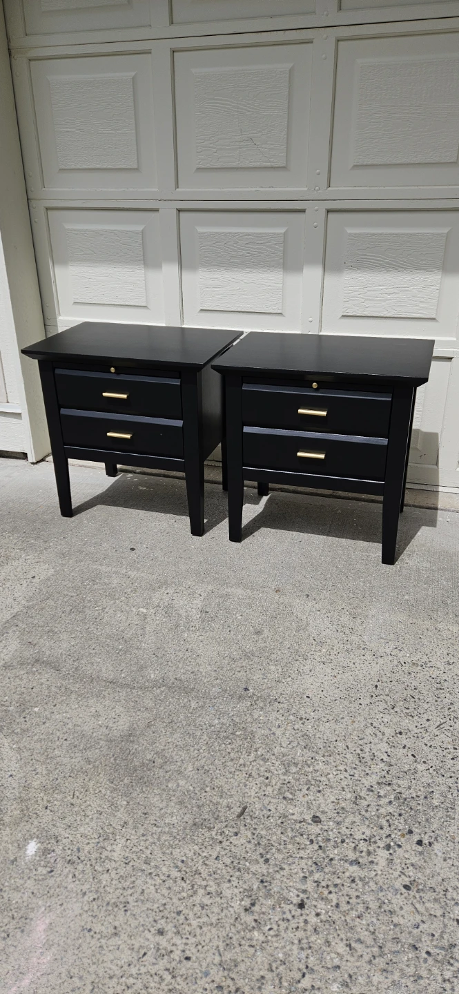 Pair of Black Nightstands with Gold Handles - photo 4