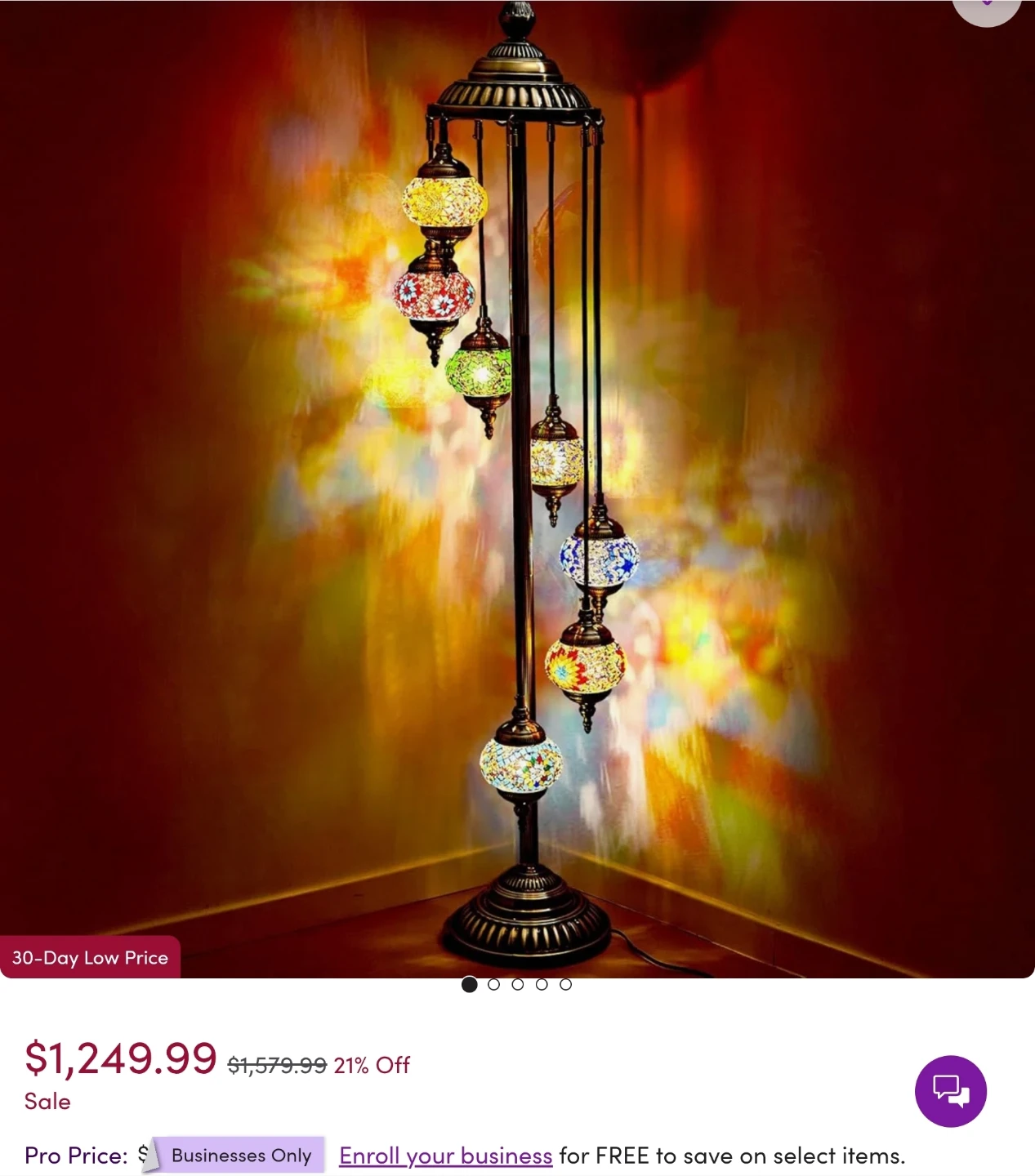 Mosaic Turkish Floor Lamp with 7 Globes