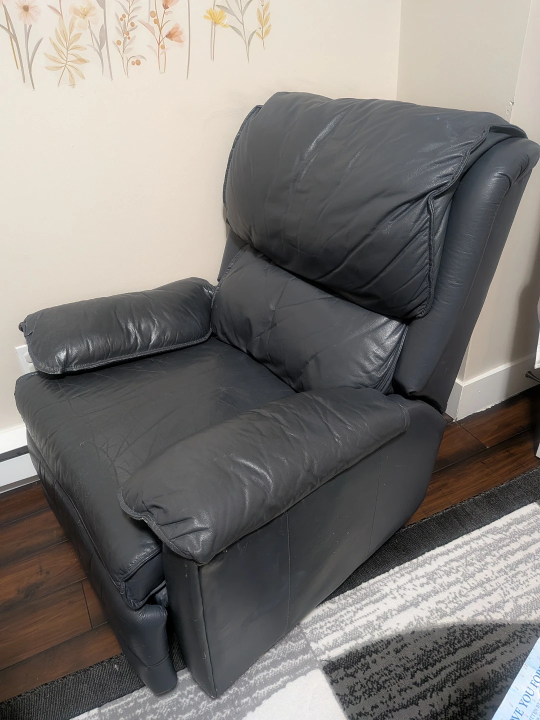Dark Grey Leather Recliner Chair