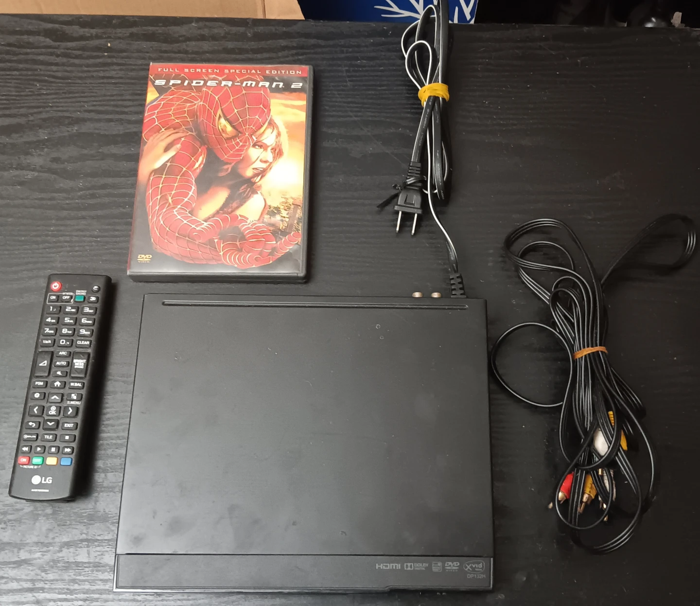 LG DVD Player with Remote and Spider-Man 2 Movie