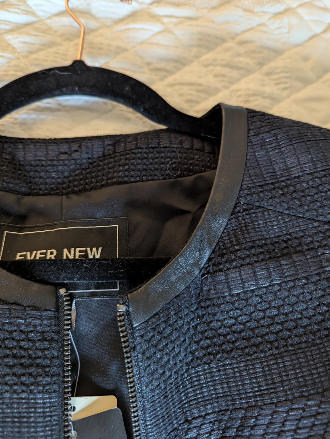 Ever New Textured Zip Jacket - Midnight Navy - Size 8 - photo 4