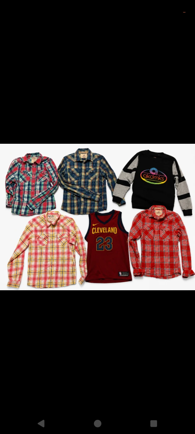 Bundle of 4 Plaid Shirts and 1 Basketball Jersey