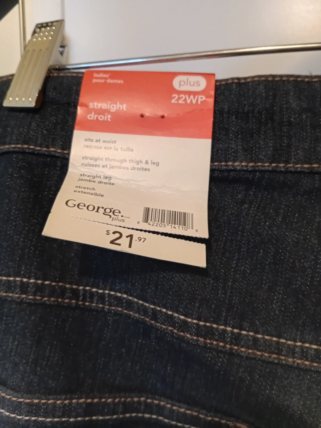 George Plus Women's Dark Wash Straight Leg Jeans Size 22WP - photo 3
