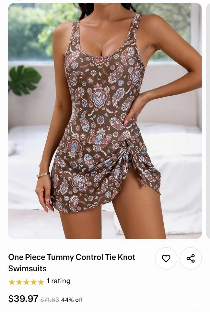 Brown Paisley Print Swim Dress - photo 3