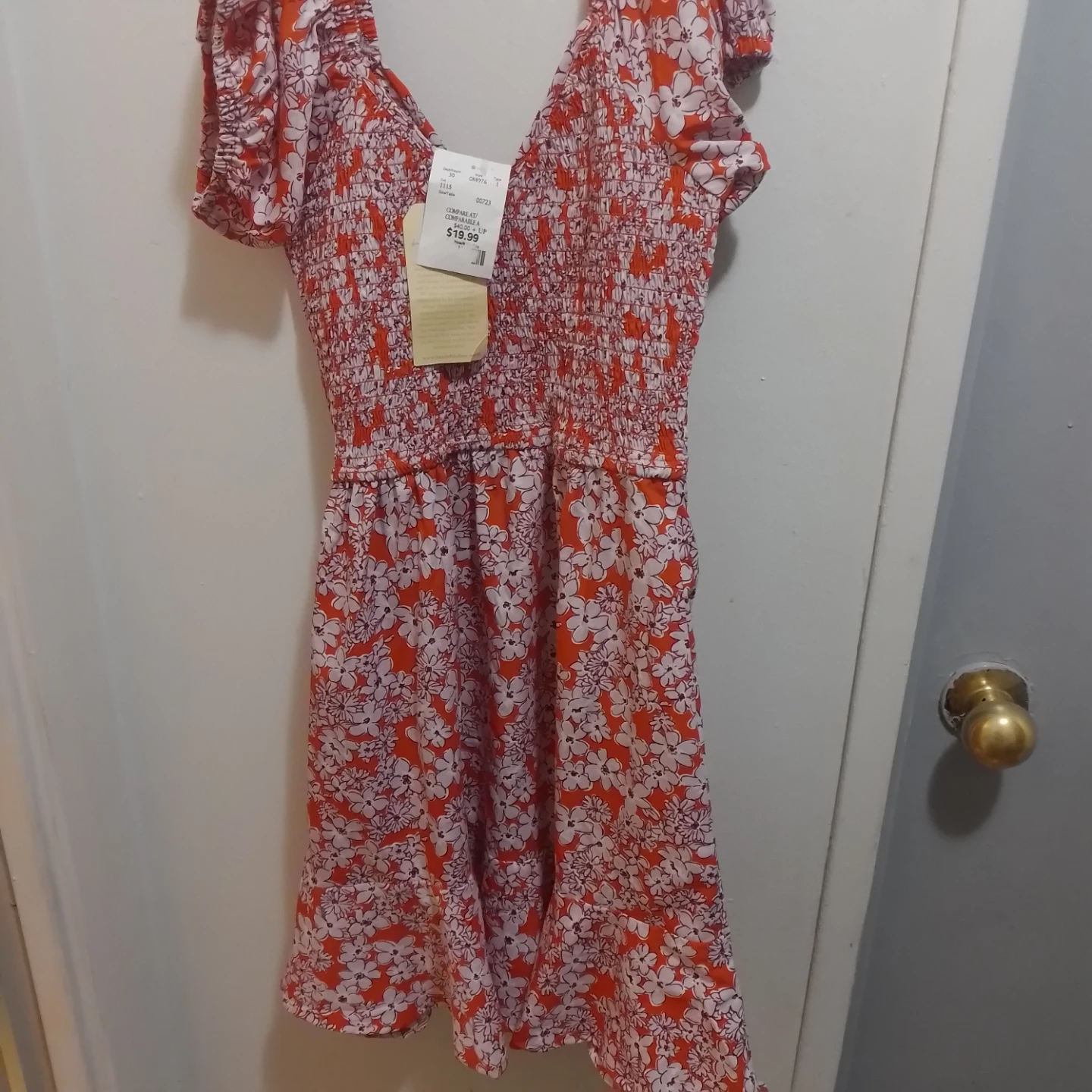 Orange Floral Print Ruffle Dress