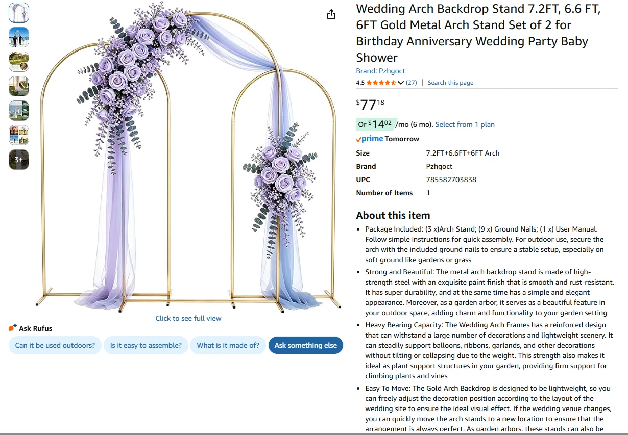 Wedding Arch Backdrop Stand New - photo 2