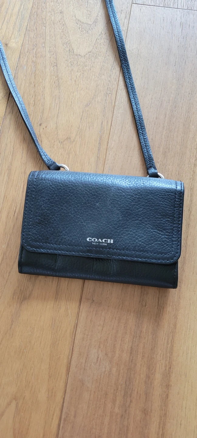 Coach Black Leather Crossbody Wallet