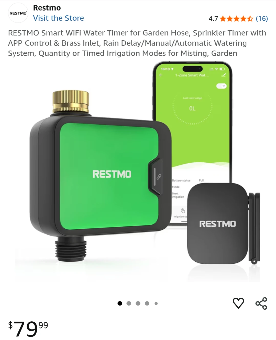 RESTMO Smart WiFi Water Timer for Garden Hose