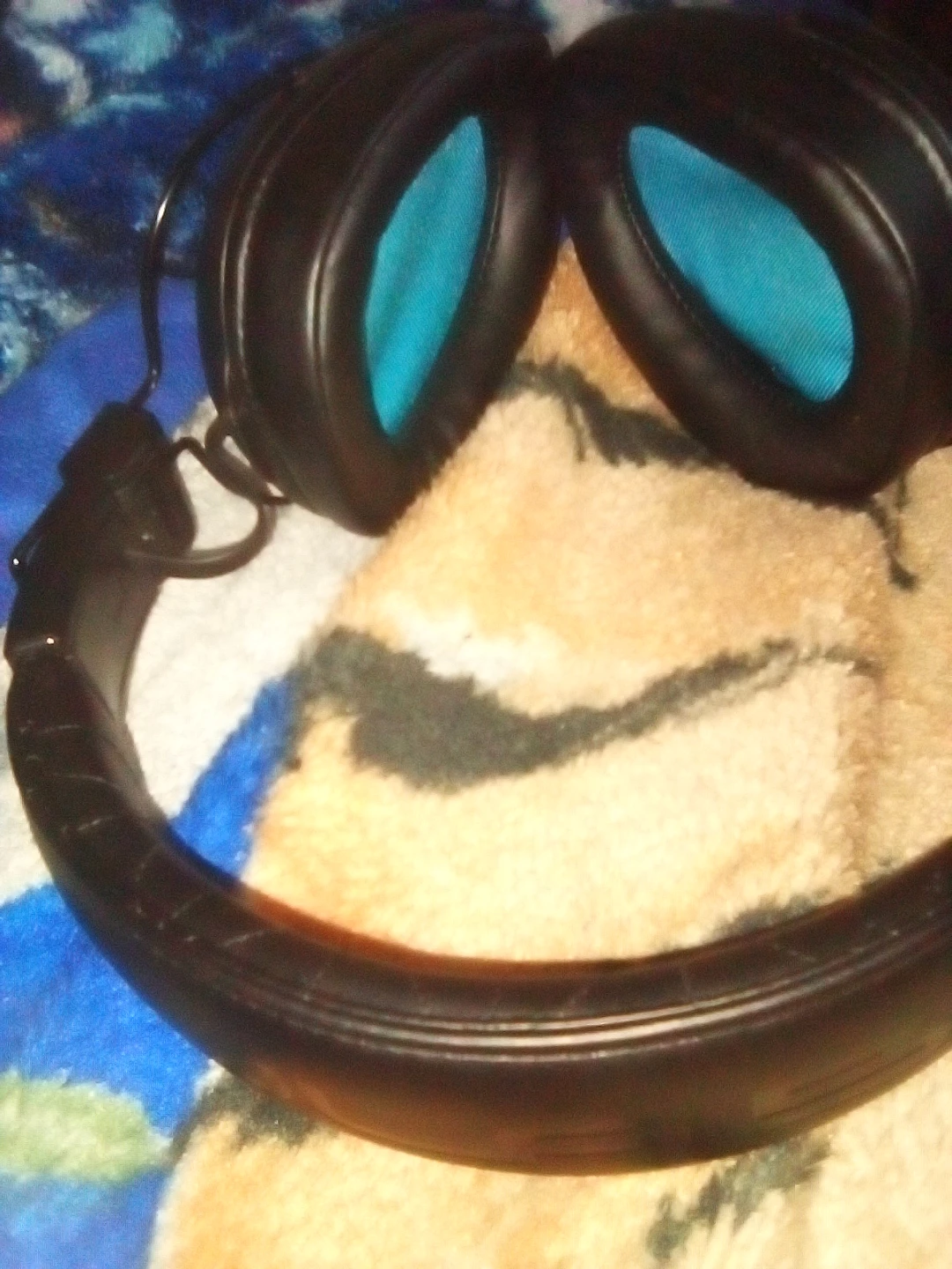 Black Over-Ear Headphones with Blue Accents