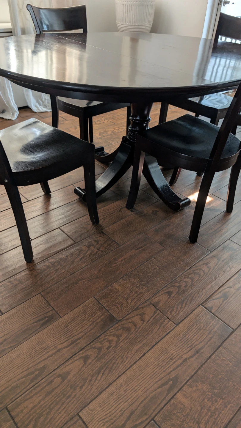 Crate & Barrel Dark Wood Dining Table with 4 Chairs