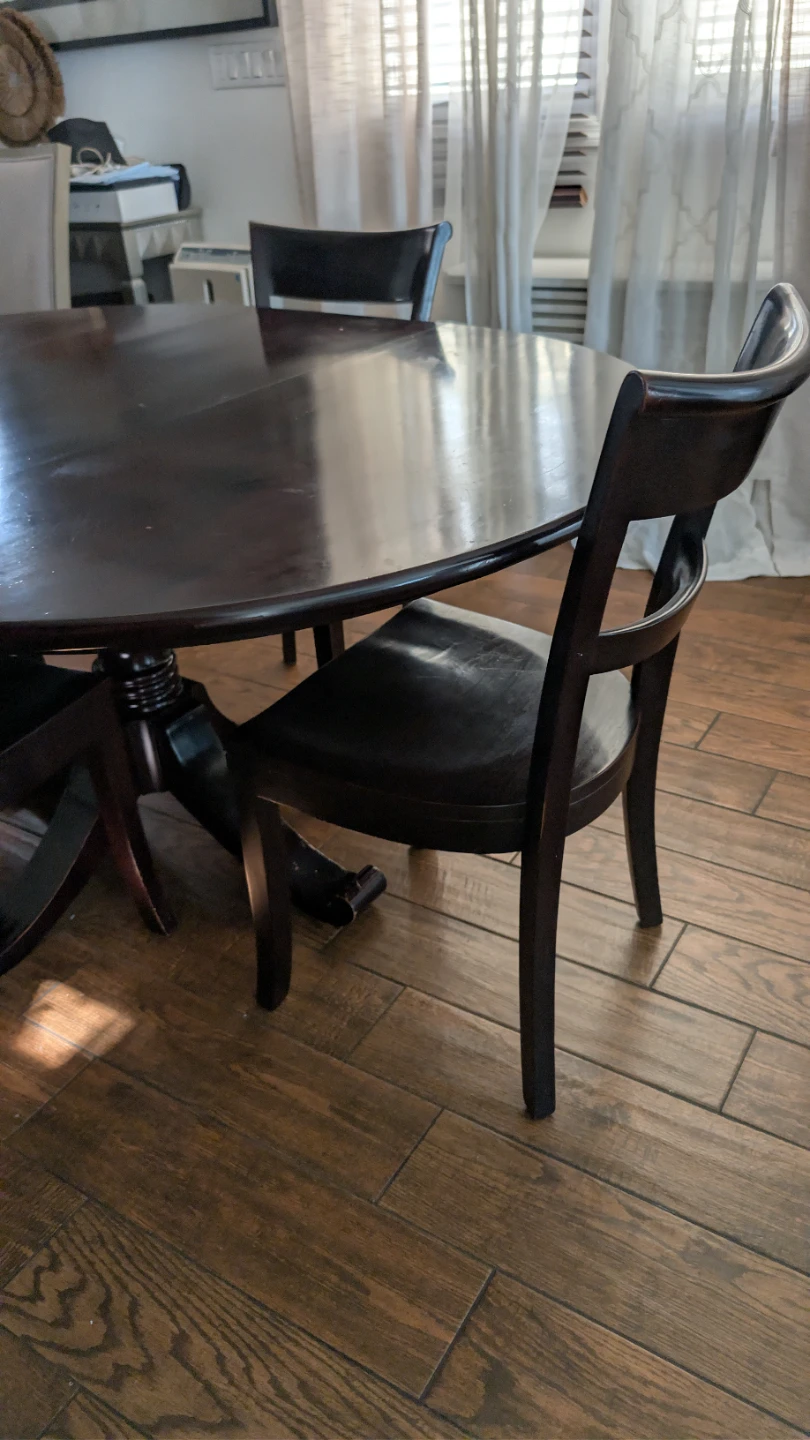 Crate & Barrel Dark Wood Dining Table with 4 Chairs - photo 2
