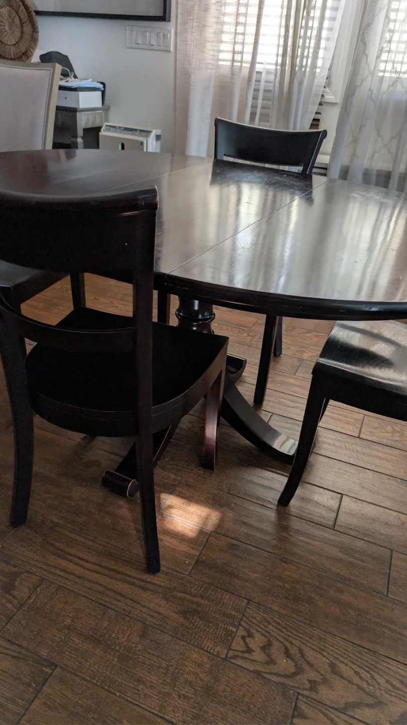 Crate & Barrel Dark Wood Dining Table with 4 Chairs - photo 3