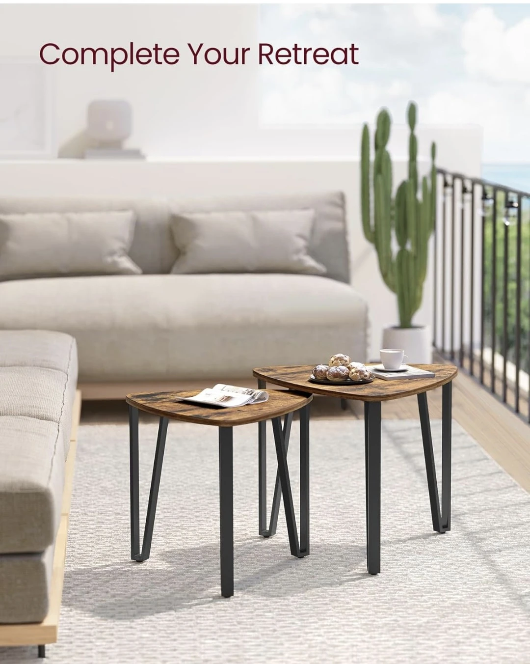 VASAGLE Nesting Side Tables - Wood Finish - photo 5
