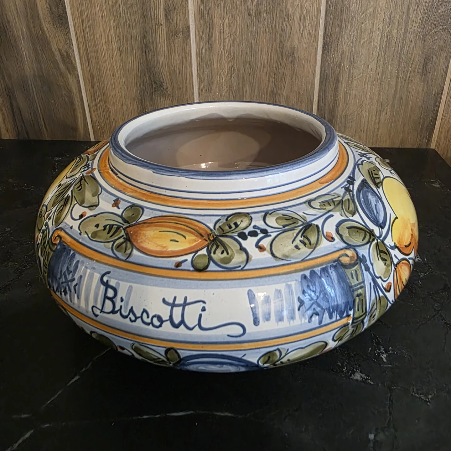 Italy Ledar Hand-Painted "Biscotti" Ceramic Jar - photo 2
