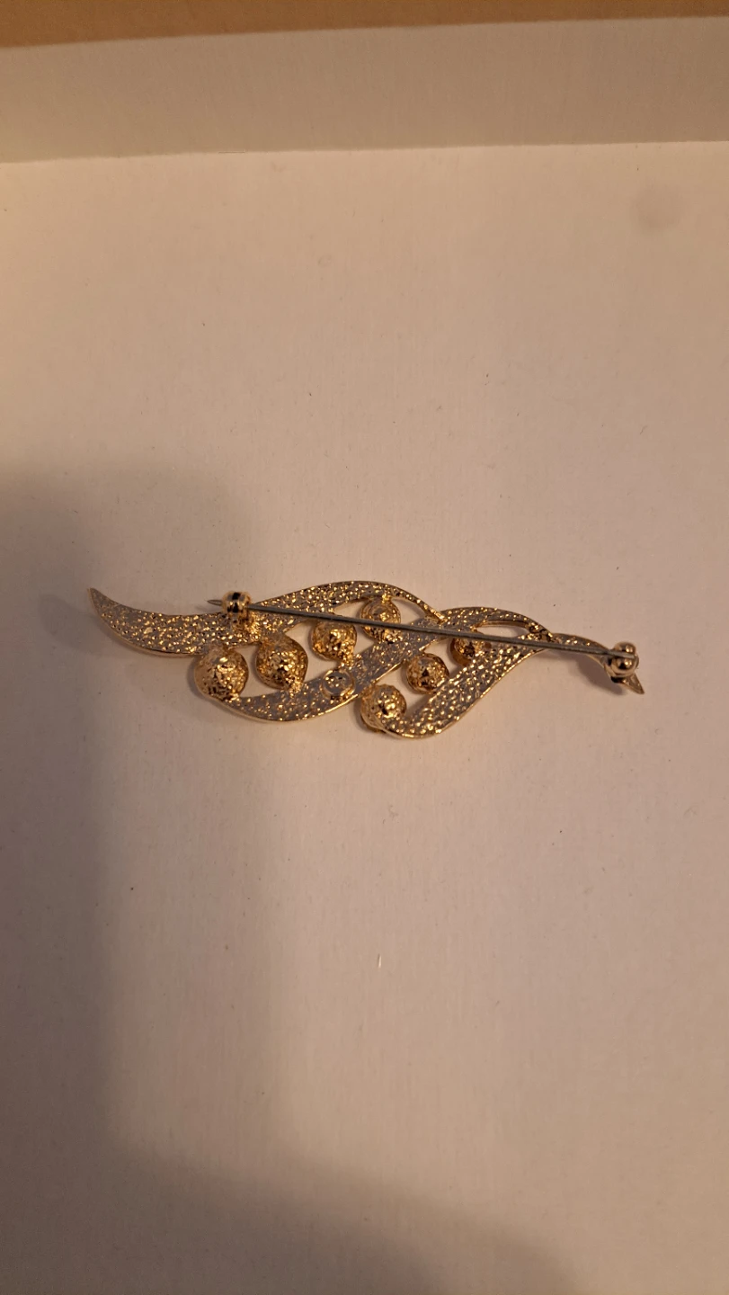 Gold-tone Brooch with Rhinestones - photo 3