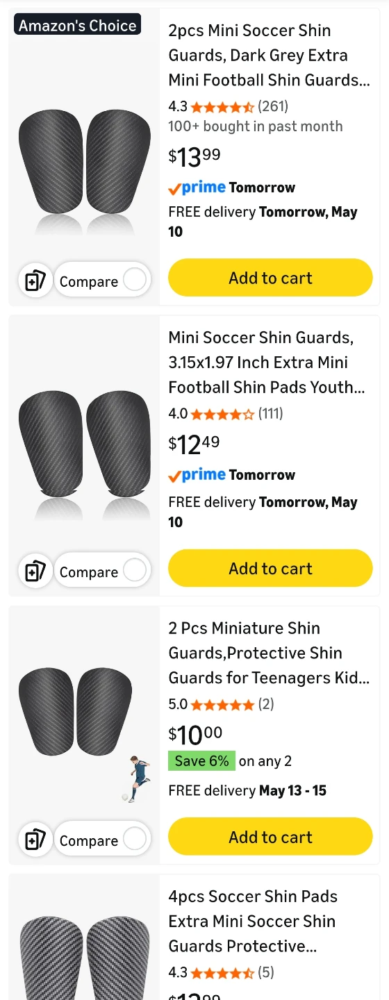 2 pairs Carbon Fibre Shin Guards 4.7"x3" - photo 3