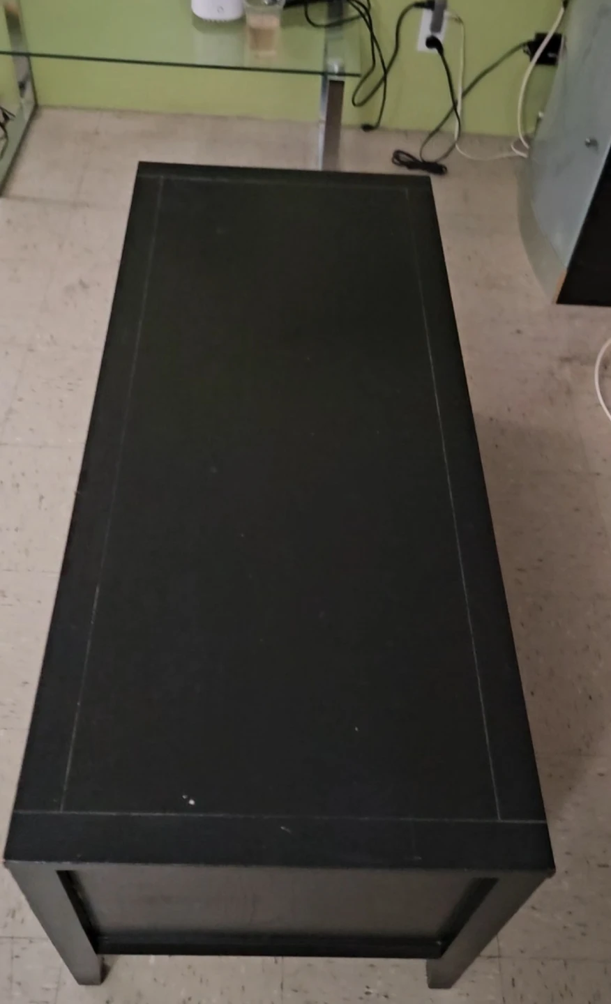 Black Entertainment TV Stand with Glass Sliding Doors - photo 3