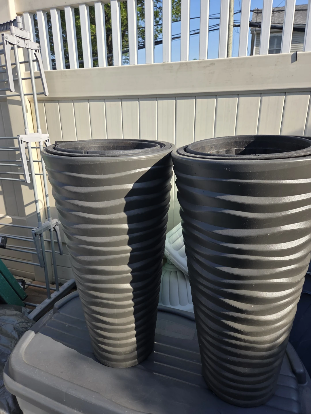 Set of 2 Tall Decorative Planters - Dark Gray - photo 2