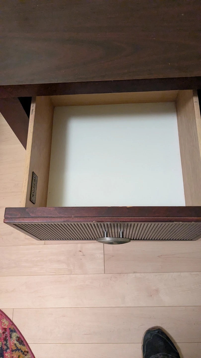 Dark Wood Nightstand with 2 Drawers - photo 2