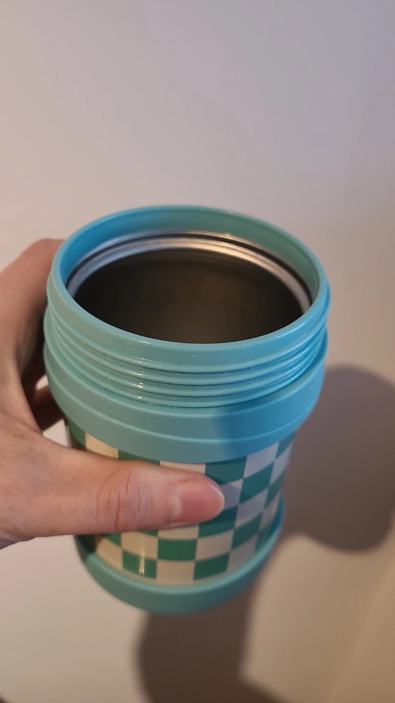 Blue and Cream Checkered Insulated Food Jar - photo 2