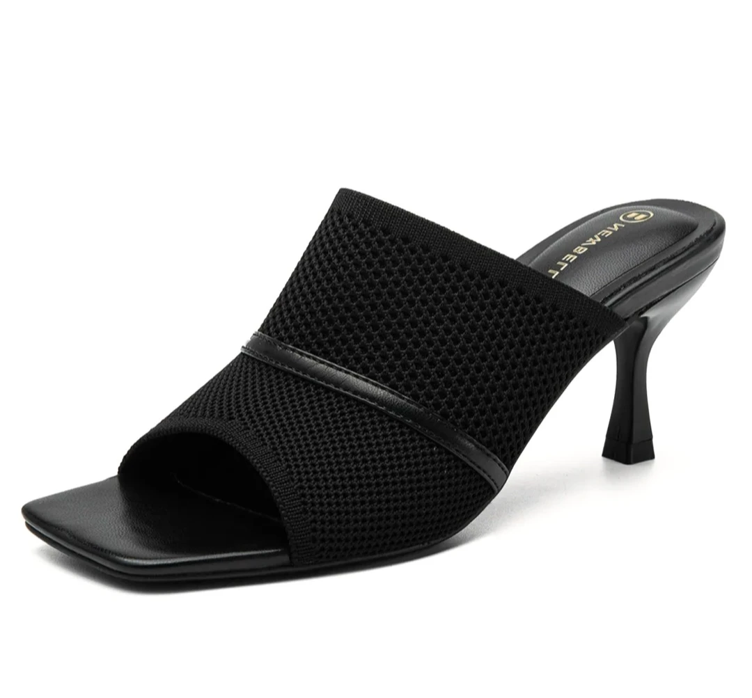 Newbella Black Mesh Heeled Mules - photo 3