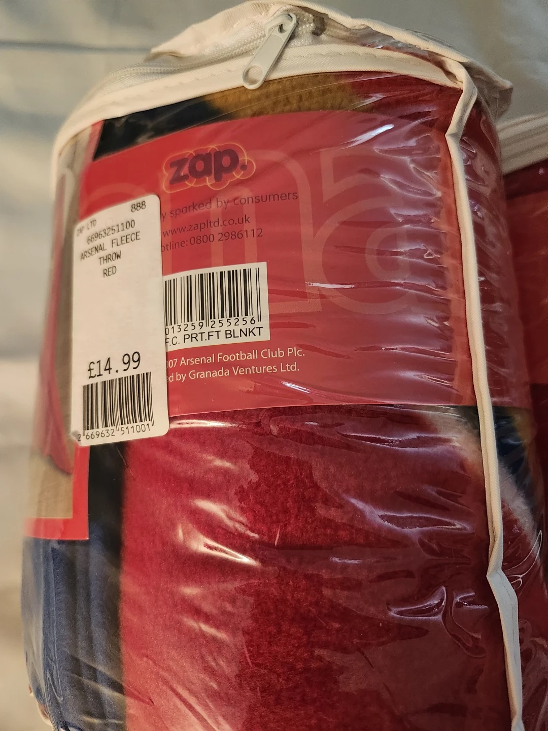 New Authentic Arsenal Printed Fleece Blanket Throw Red x2 - photo 4