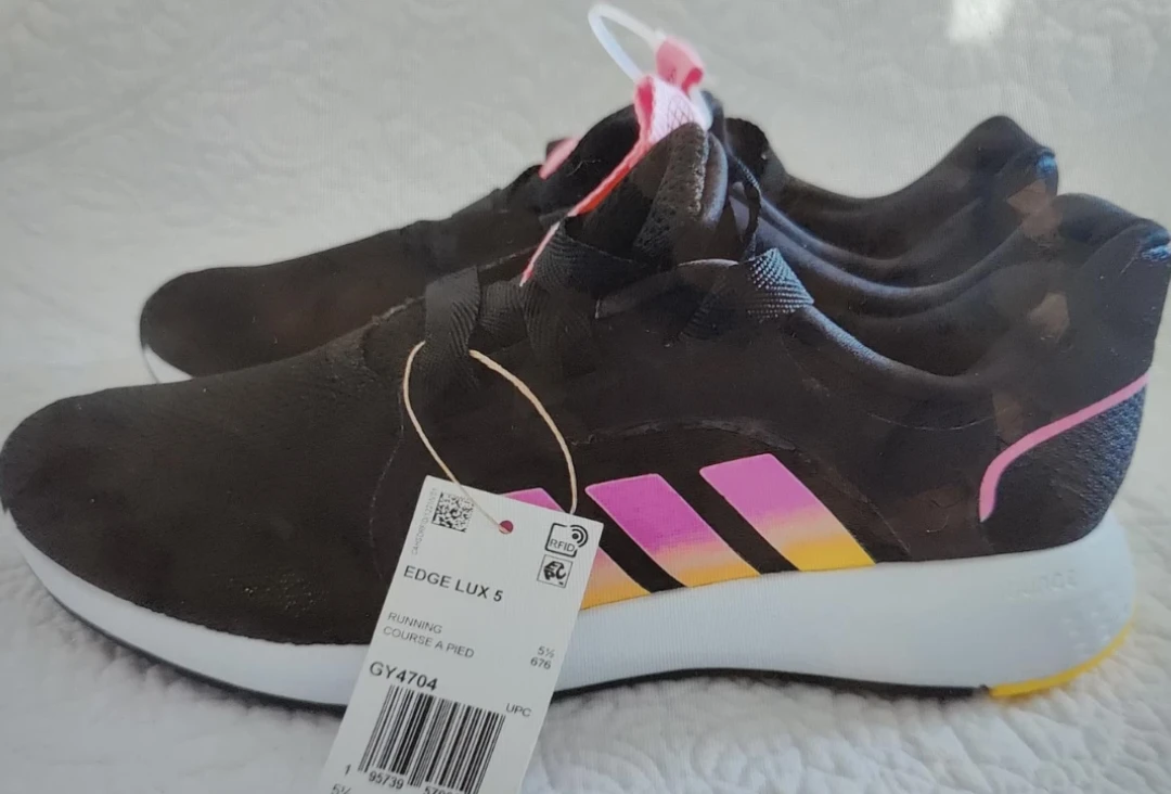 Adidas Edge Lux 5 Running Shoes Black/Pink/Yellow Size 5.5