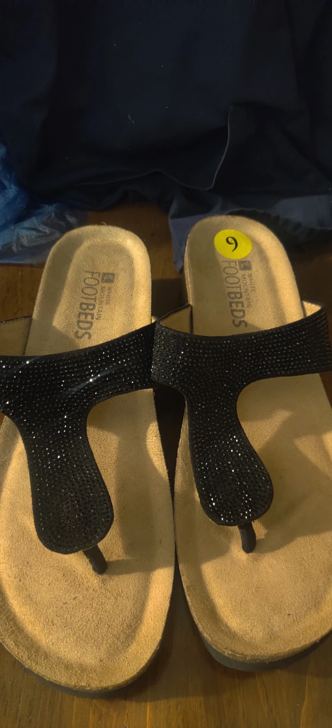 White Mountain Footbeds Women's Black Sparkle Sandal
