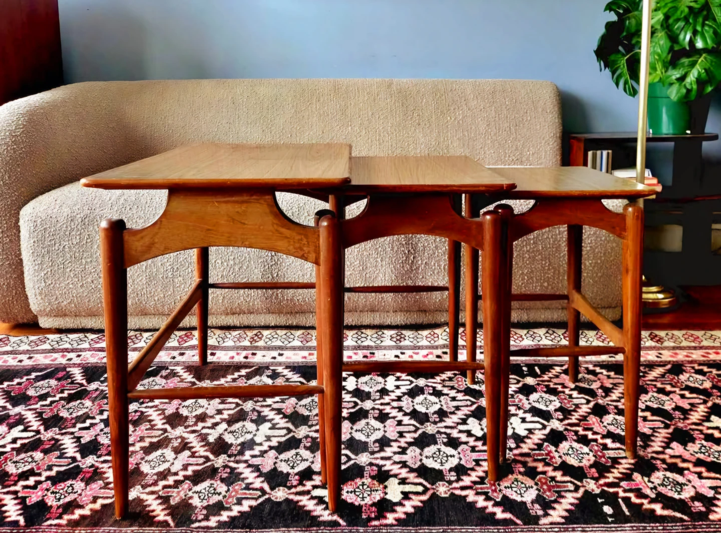 MCM 3 Piece Walnut Nesting Coffee Table Set (Price For All) - photo 3
