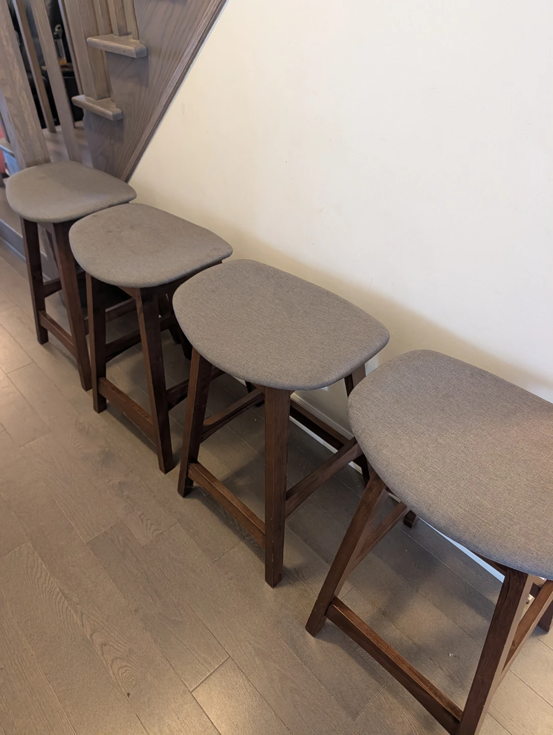 Set of 4 grey fabric saddle stools - photo 2