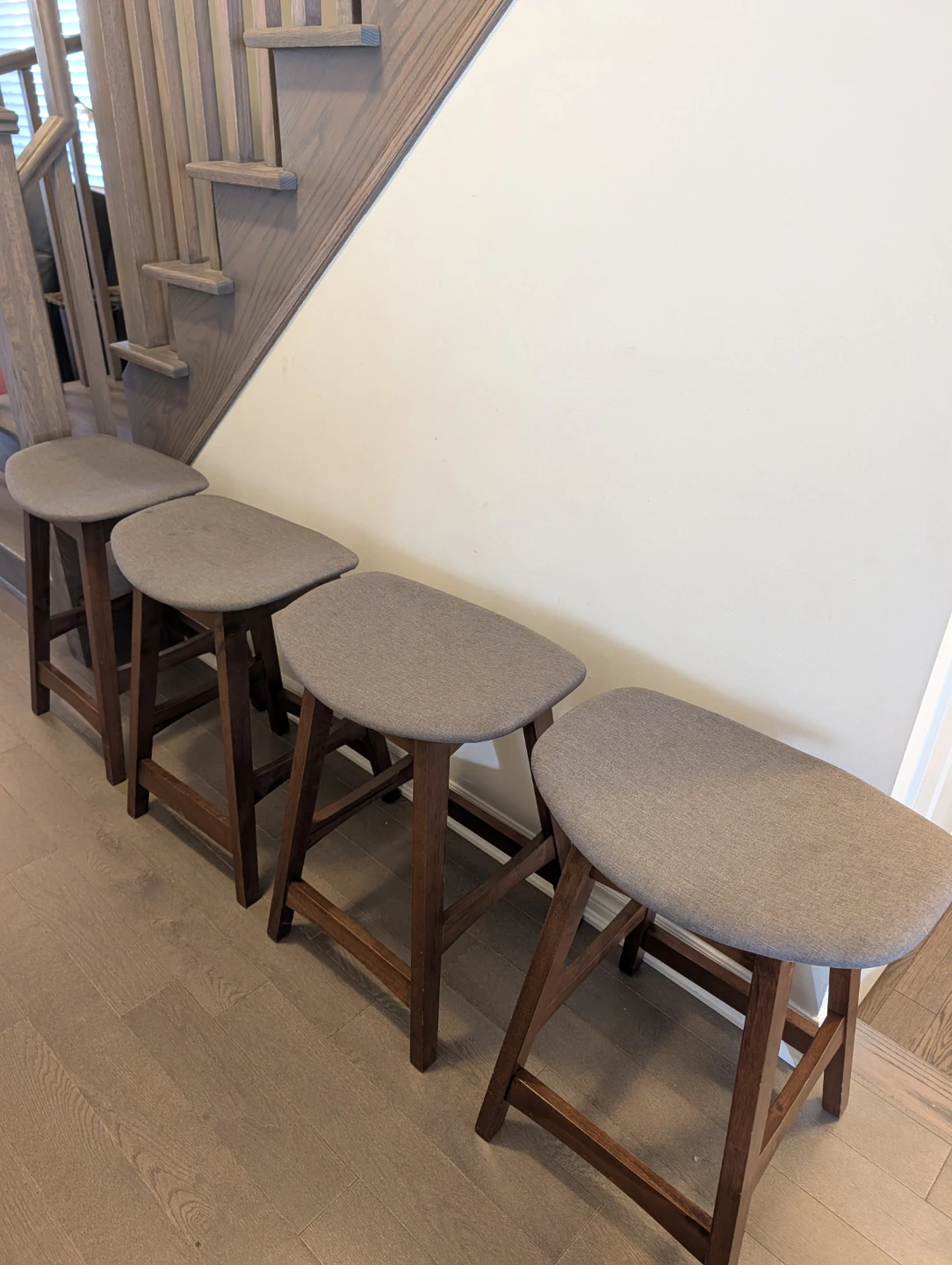 Set of 4 grey fabric saddle stools - photo 5