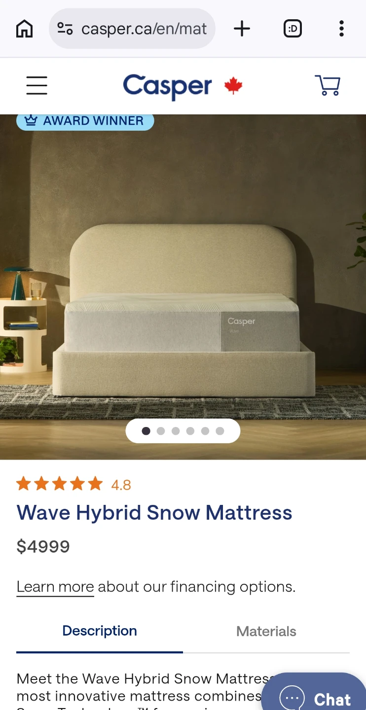 Casper Wave Hybrid Snow Mattress