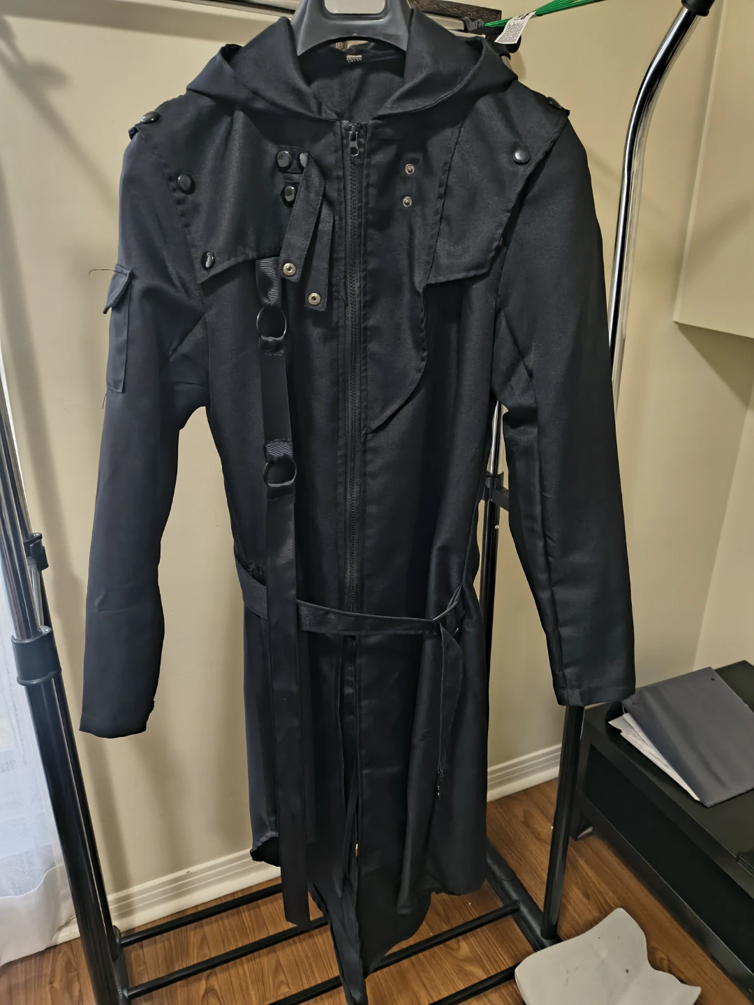 Black Hooded Gothic Trench Coat