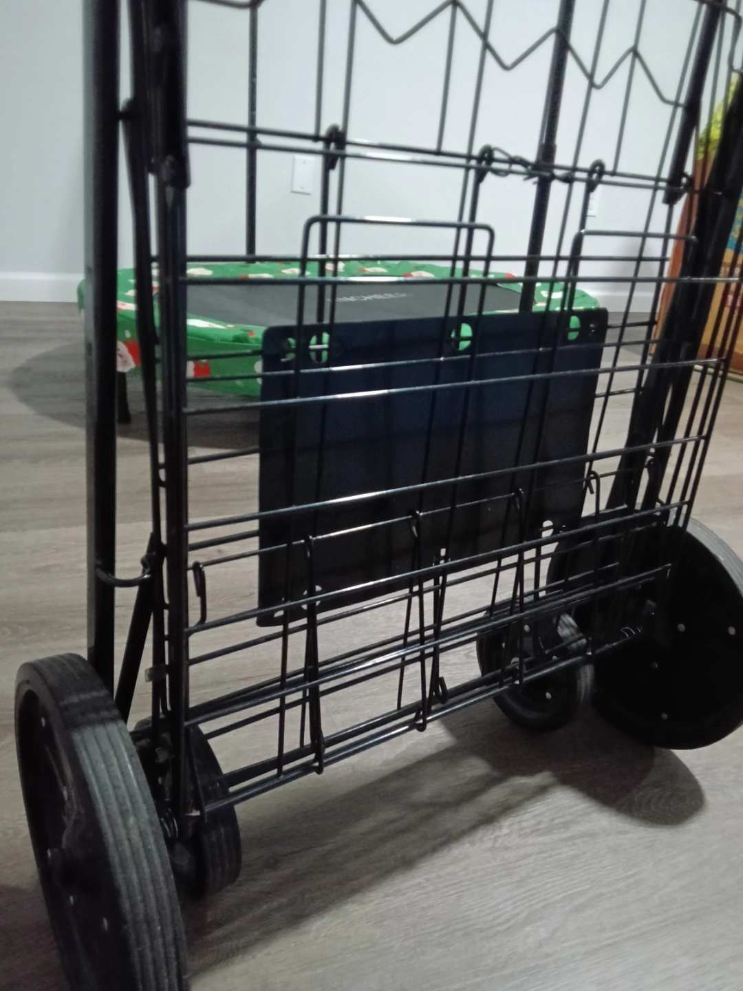 Black Metal Rolling Shopping Cart with Handle - photo 4