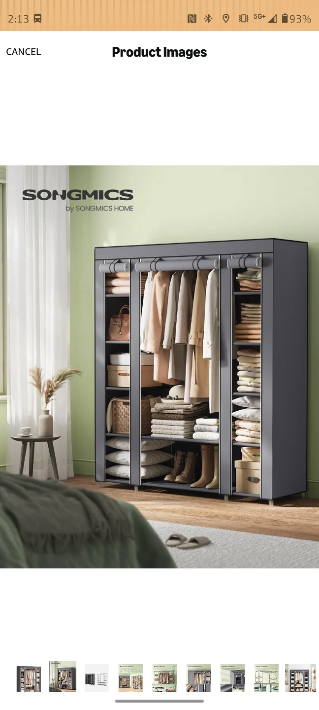 SONGMICS Portable Wardrobe Closet Organizer