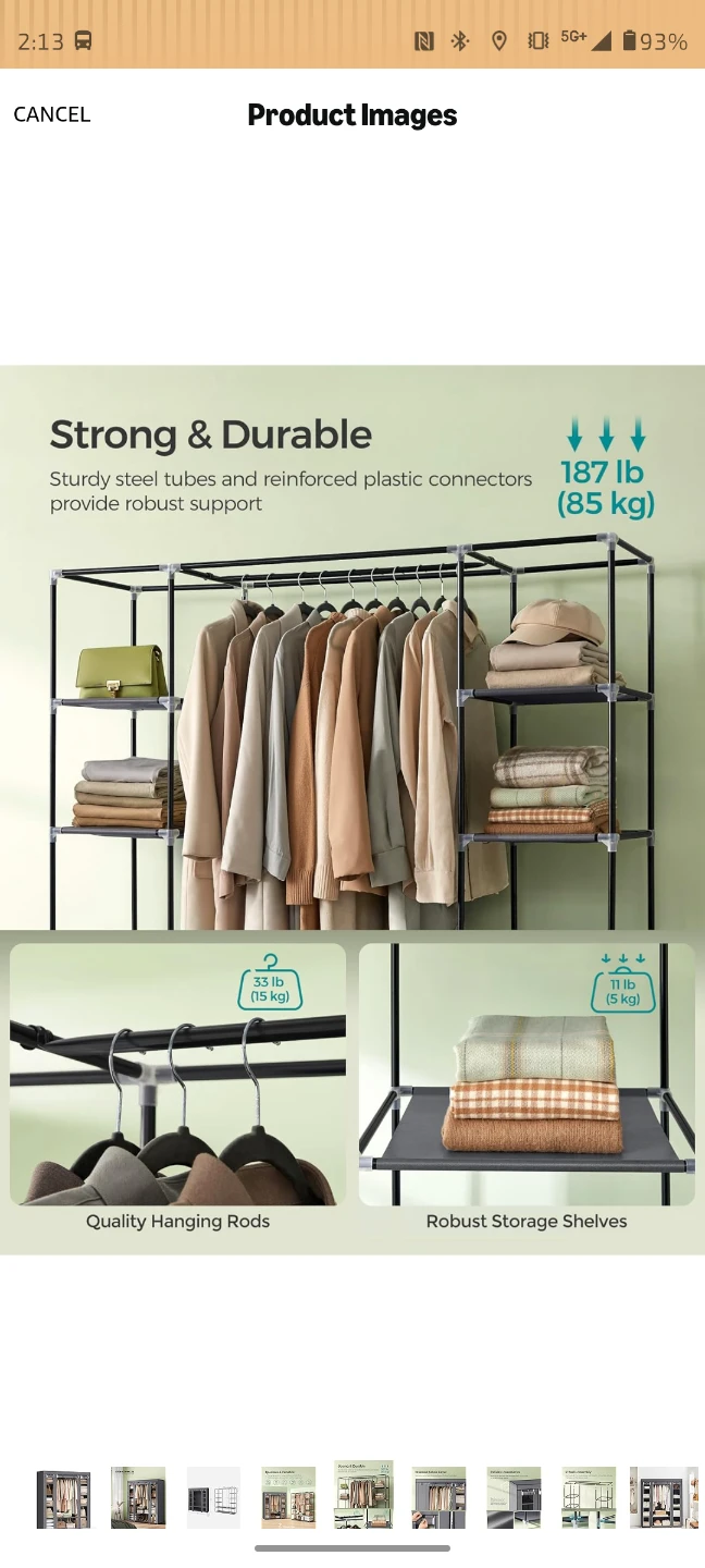 SONGMICS Portable Wardrobe Closet Organizer - photo 3
