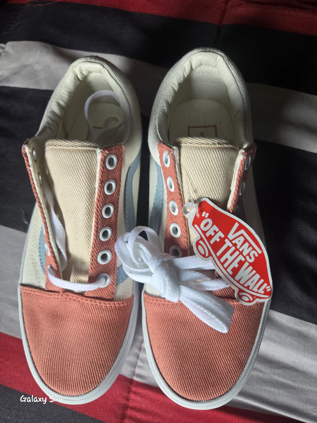 Vans Old Skool Shoes Peach/Cream/Blue Women's Size 6