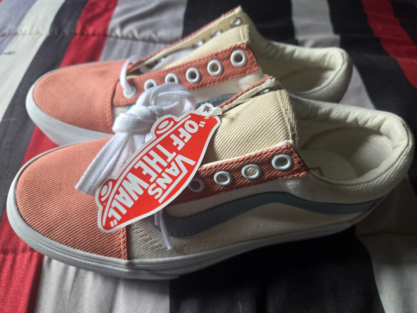 Vans Old Skool Shoes Peach/Cream/Blue Women's Size 6 - photo 3