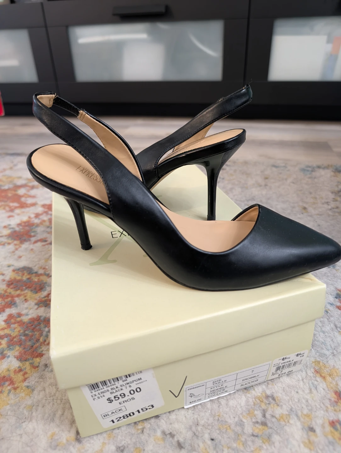Expression Black Slingback Heels - Size 7 - photo 2
