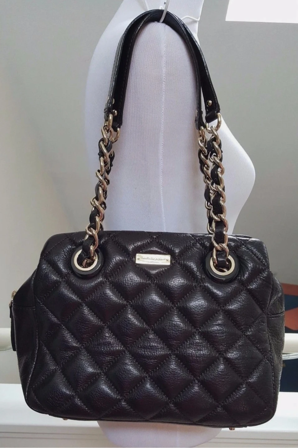 Kate Spade Black Leather Quilted Handbag
