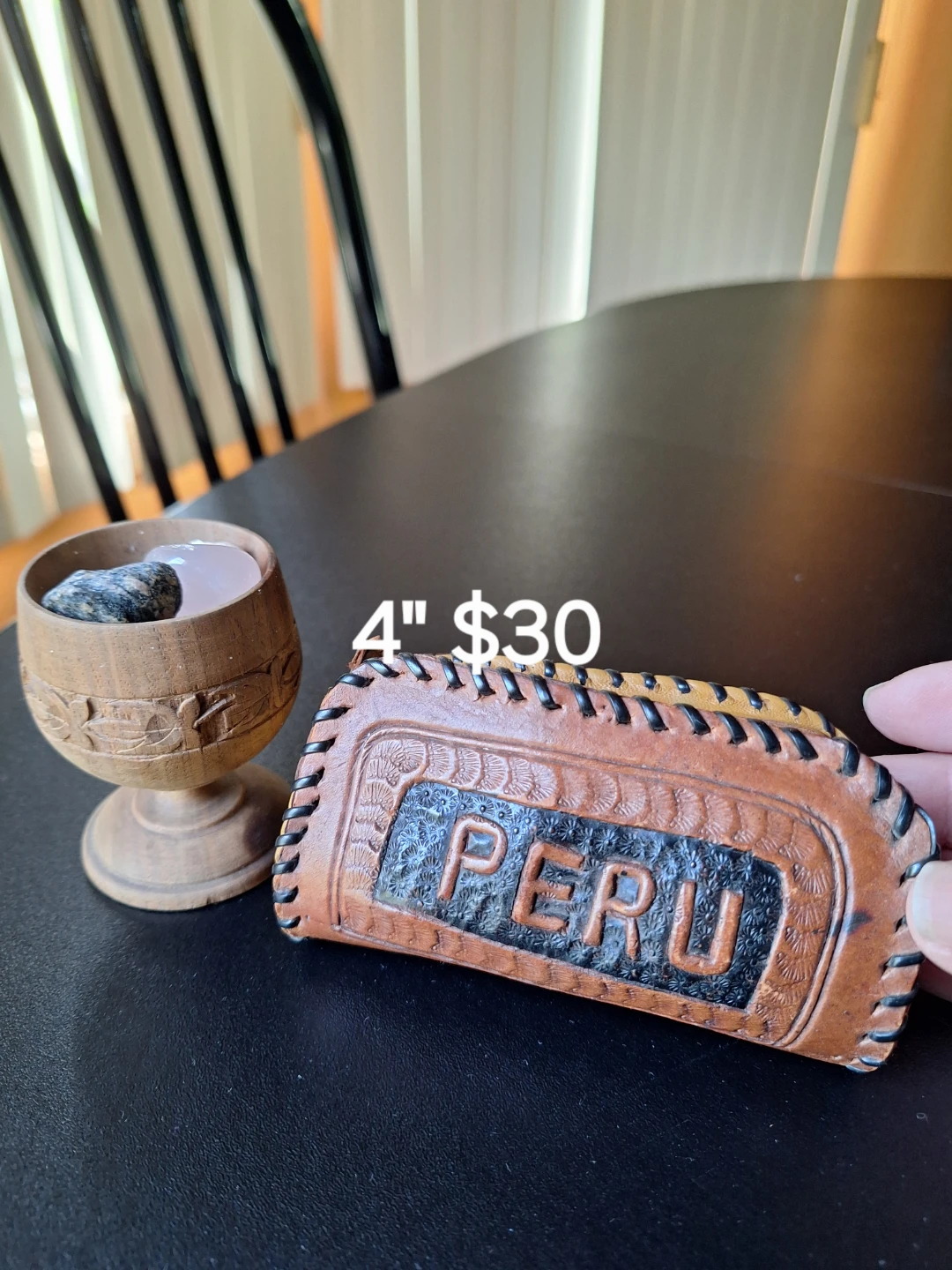 Peru Leather Coin Purse & Peru Wood Shot Glass